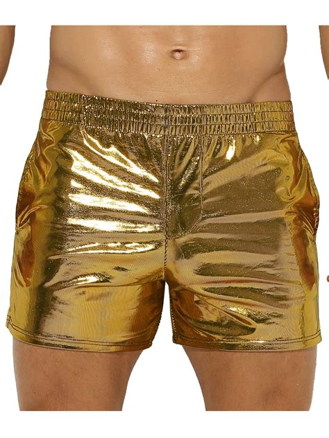 metallic boxer shorts|Men's Shiny Metallic Boxer Shorts Backless .